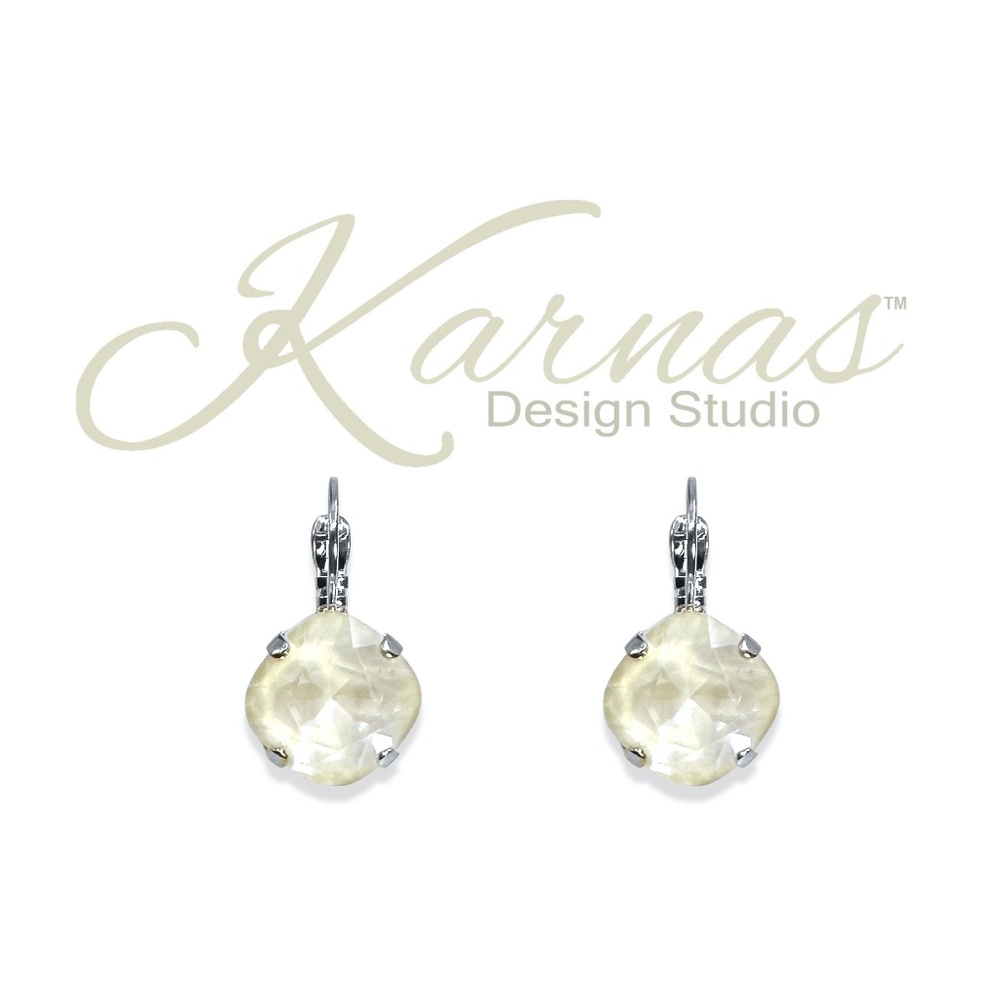 Linen Ignite 12mm Austrian Crystal Cushion Cut Earrings by Karnas Design Studio